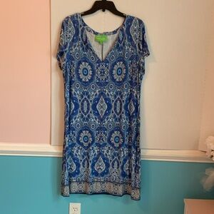 Pappagallo Blue and White Patterned Dress
